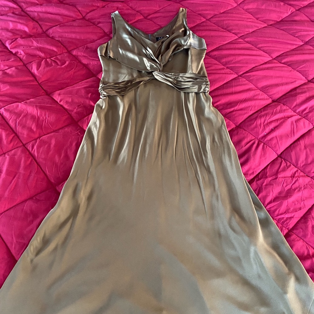 Gold Silk Sleeveless Evening Gown